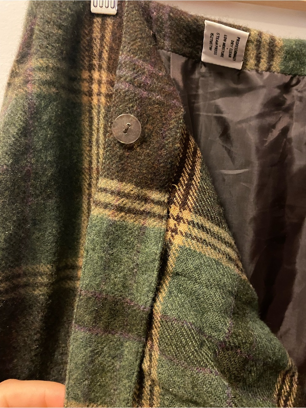 Lauren Ralph Lauren Green and Brown Plaid Maxi Wrap Skirt 100% wool lined - Picture 6 of 6